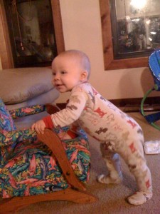 Elijah uses rocking chair for standing practice